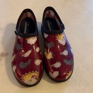 Sloggers Waterproof Slip-On Garden Shoes with Chicken Print size 11